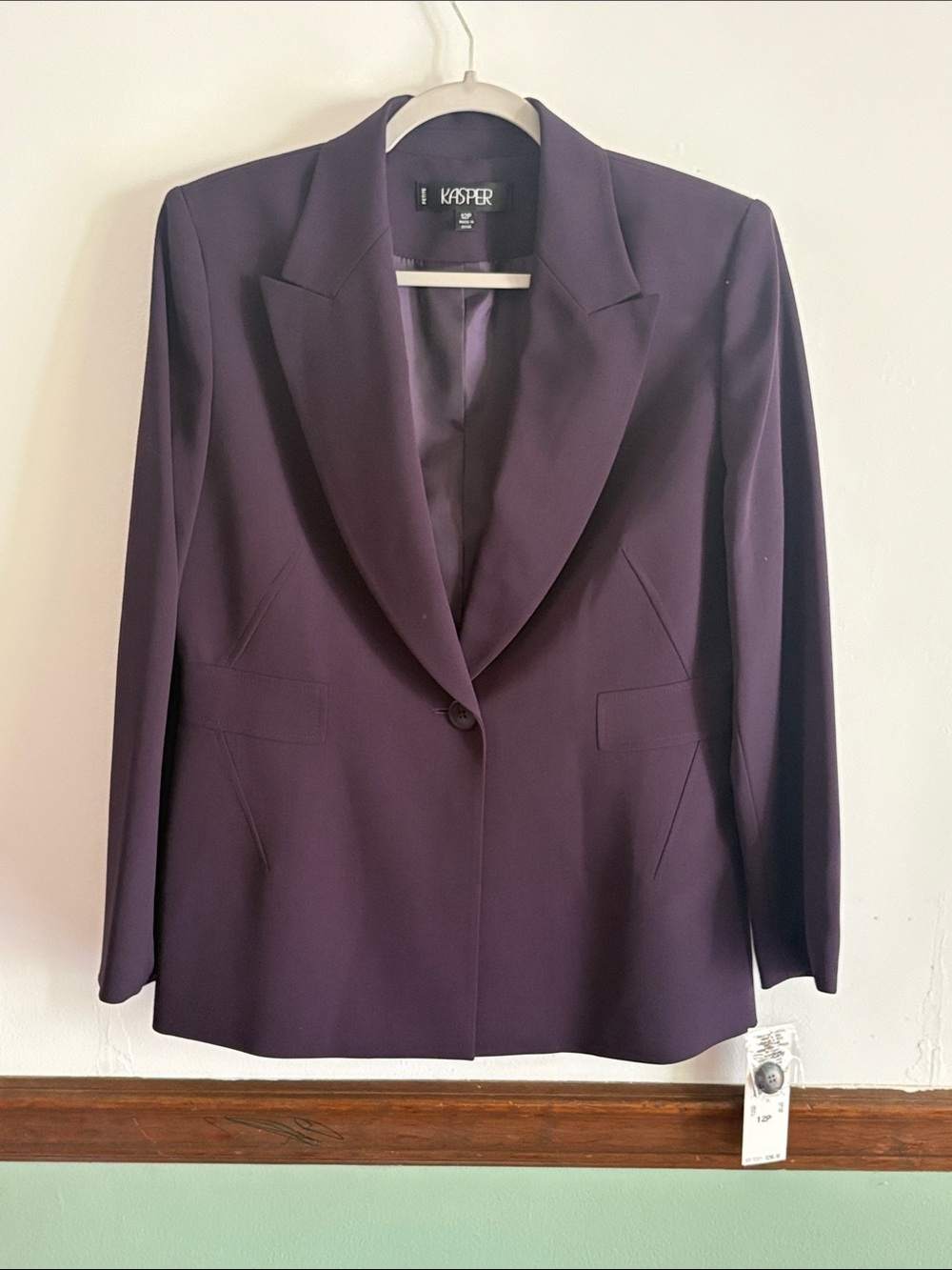 Kasper Dark Plum Single-Button Notched Lapel Women’s Blazer